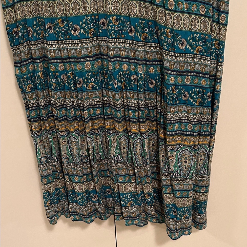 J. Jill voyager Teal Patterned Maxi Dress size medium petite - Picture 5 of 13